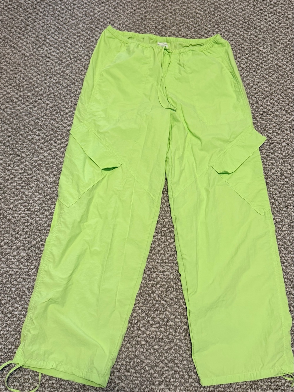 Neon Lime Cargo Drawstring Pants Small No Boundaries brand